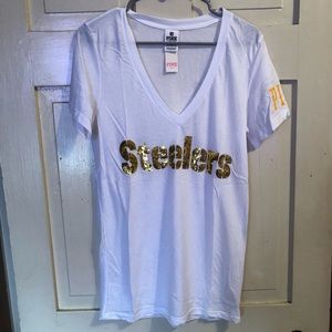 White PINK Steelers T-shirt